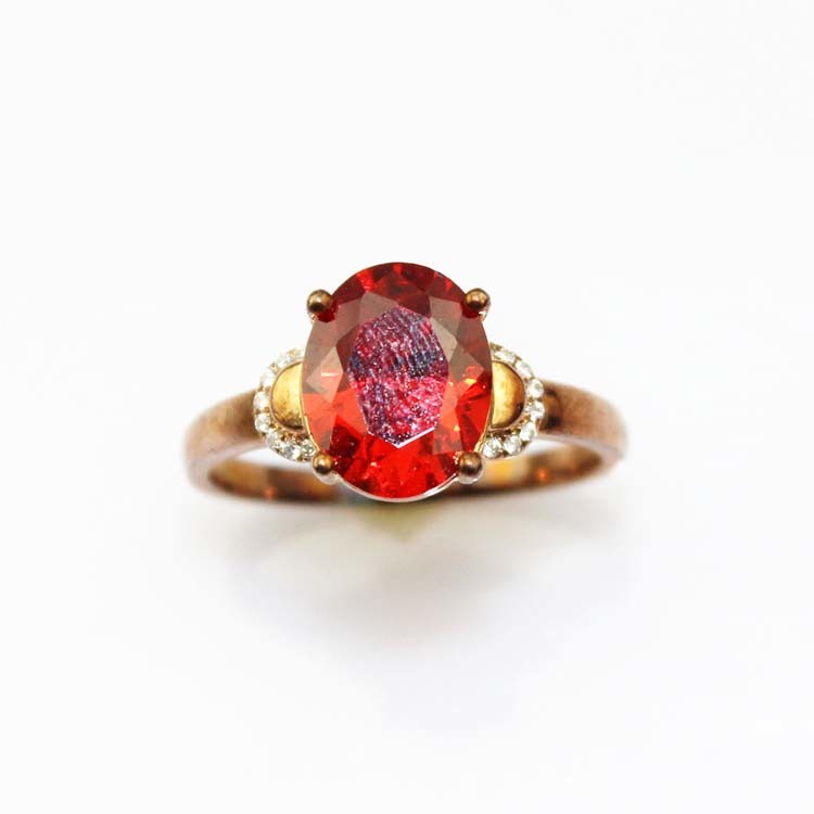 Rose Gold Plated Sterling Silver Red Cubic Zircon Ring (R251)