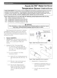 jandy water air solar temperature sensor installation