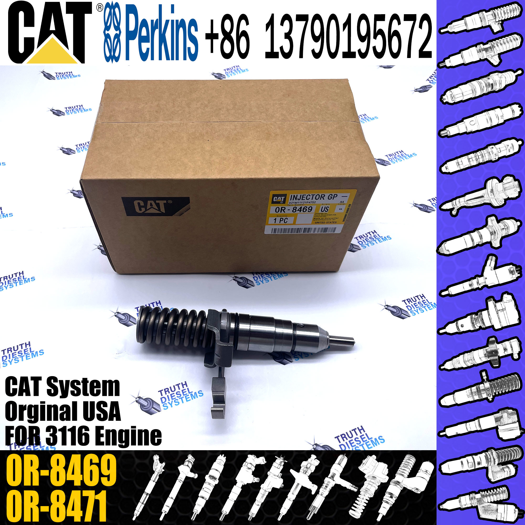 Common Rail Diesel Fuel Injector 127-8225 1278225 0R-8469 For Engine 3114 3116