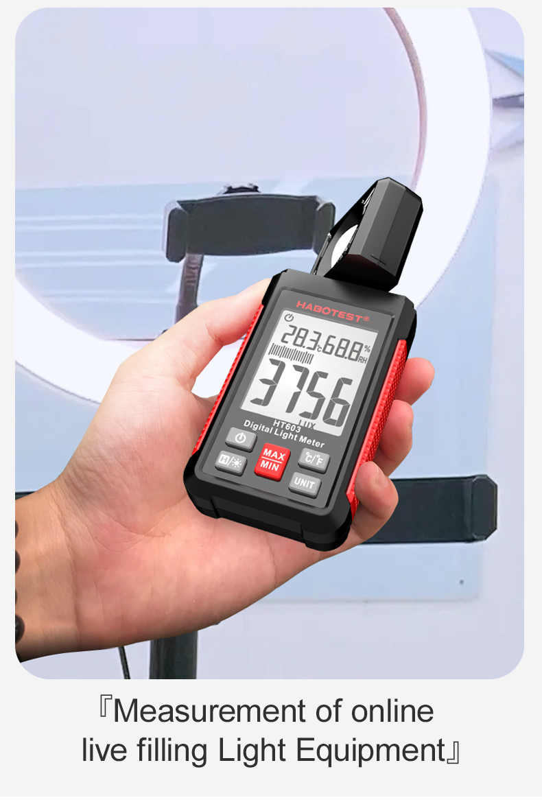 HT603 200,000 Lux Auto Digital Lux Meter Light Meter Digital Illuminance Meter