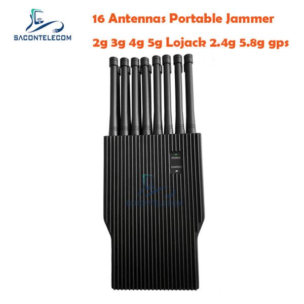 Quality UMTS 16w Cell Phone GPS Jammer 16 Bands 30m Walkie Talkie Car for sale