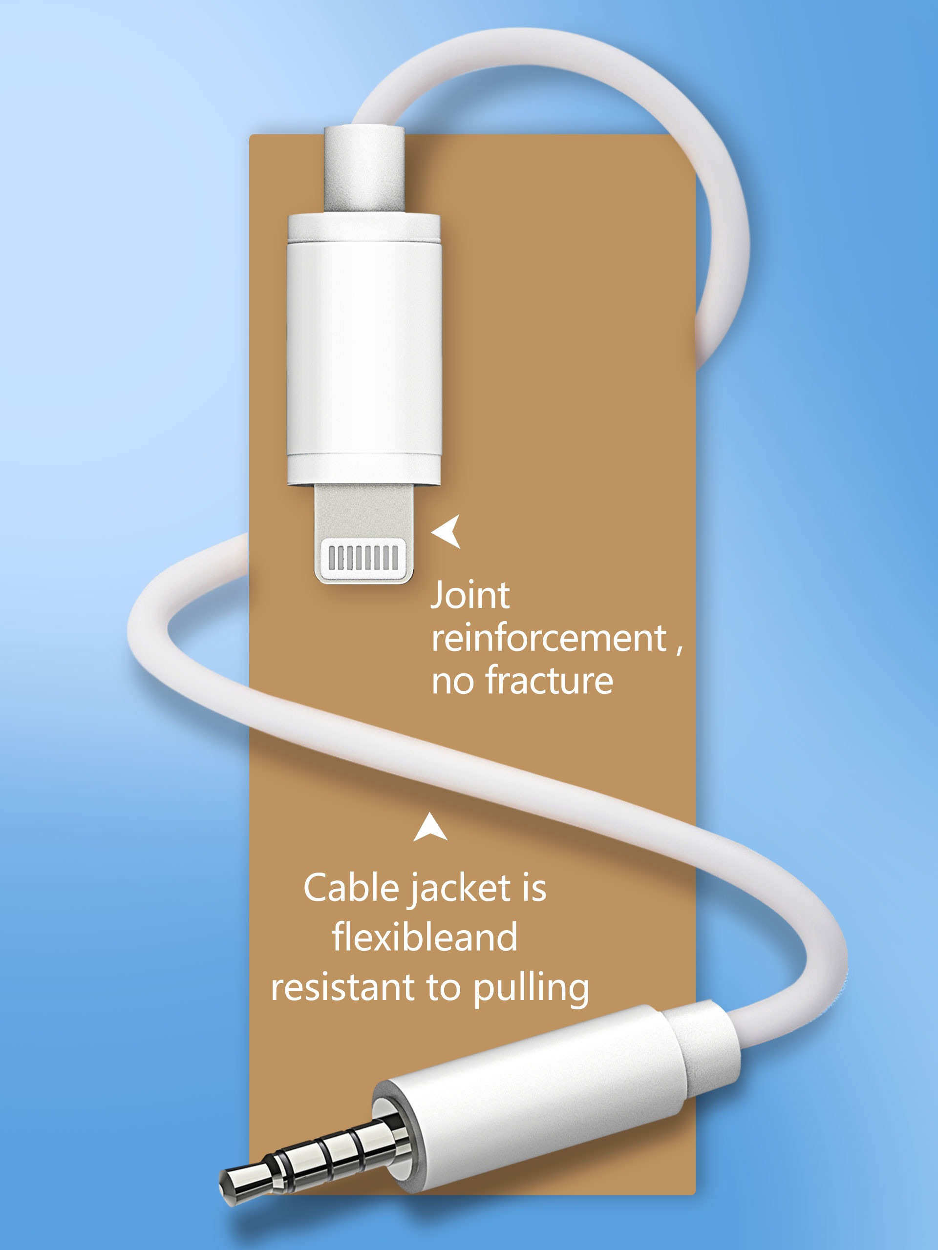 Lightning To 3.5mm Male Audio And Video Cable For Car TPE Material