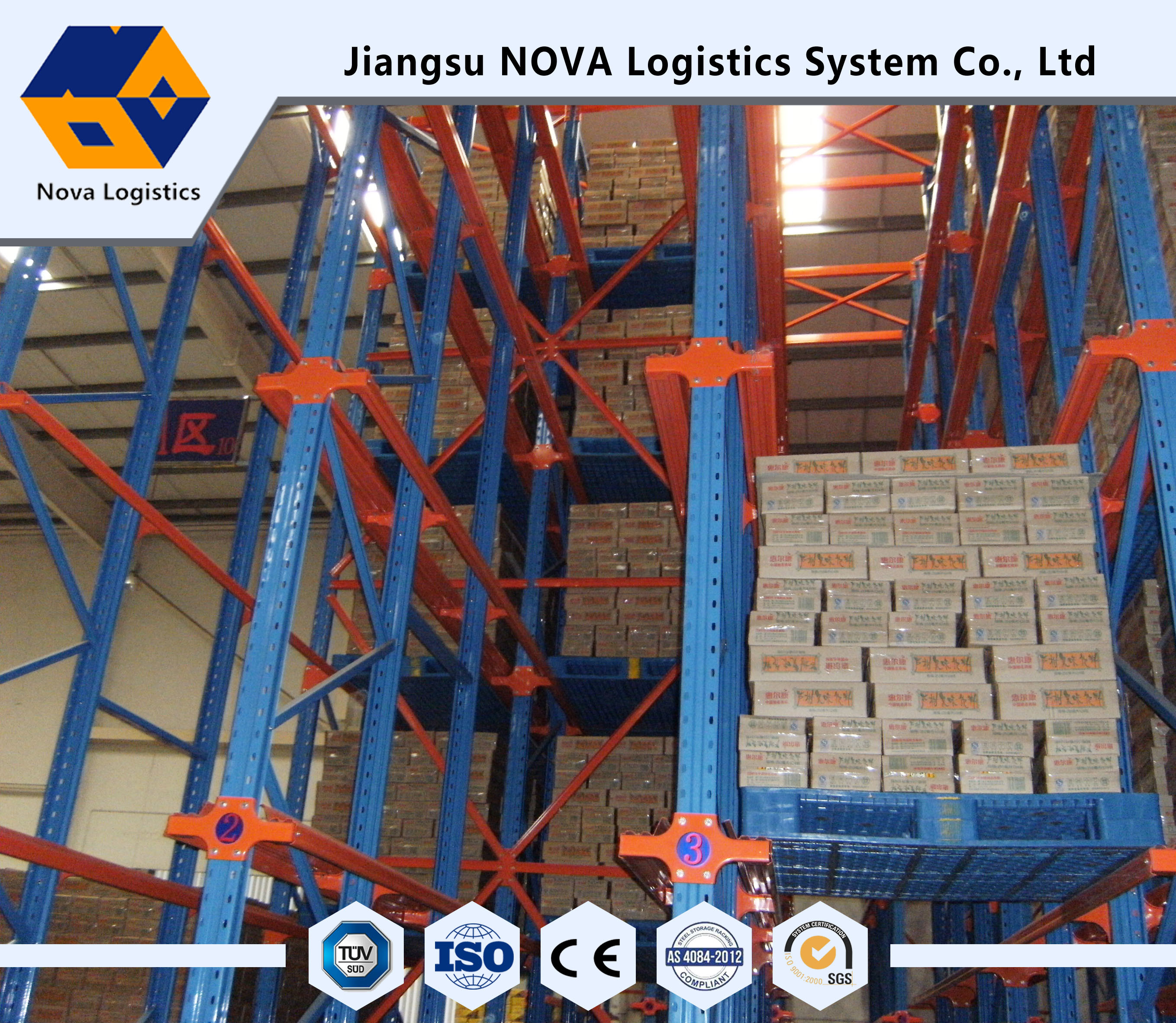 Durable Drive Through Racking System Industrial Metal Storage Racks Automation Control