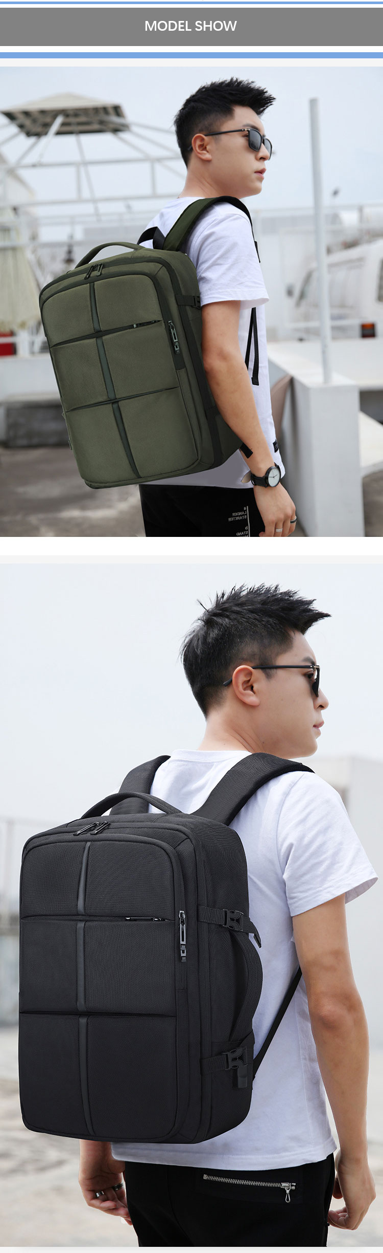 Custom Design Business Mens Laptop Bags USB Charging Backpack Big Capacity