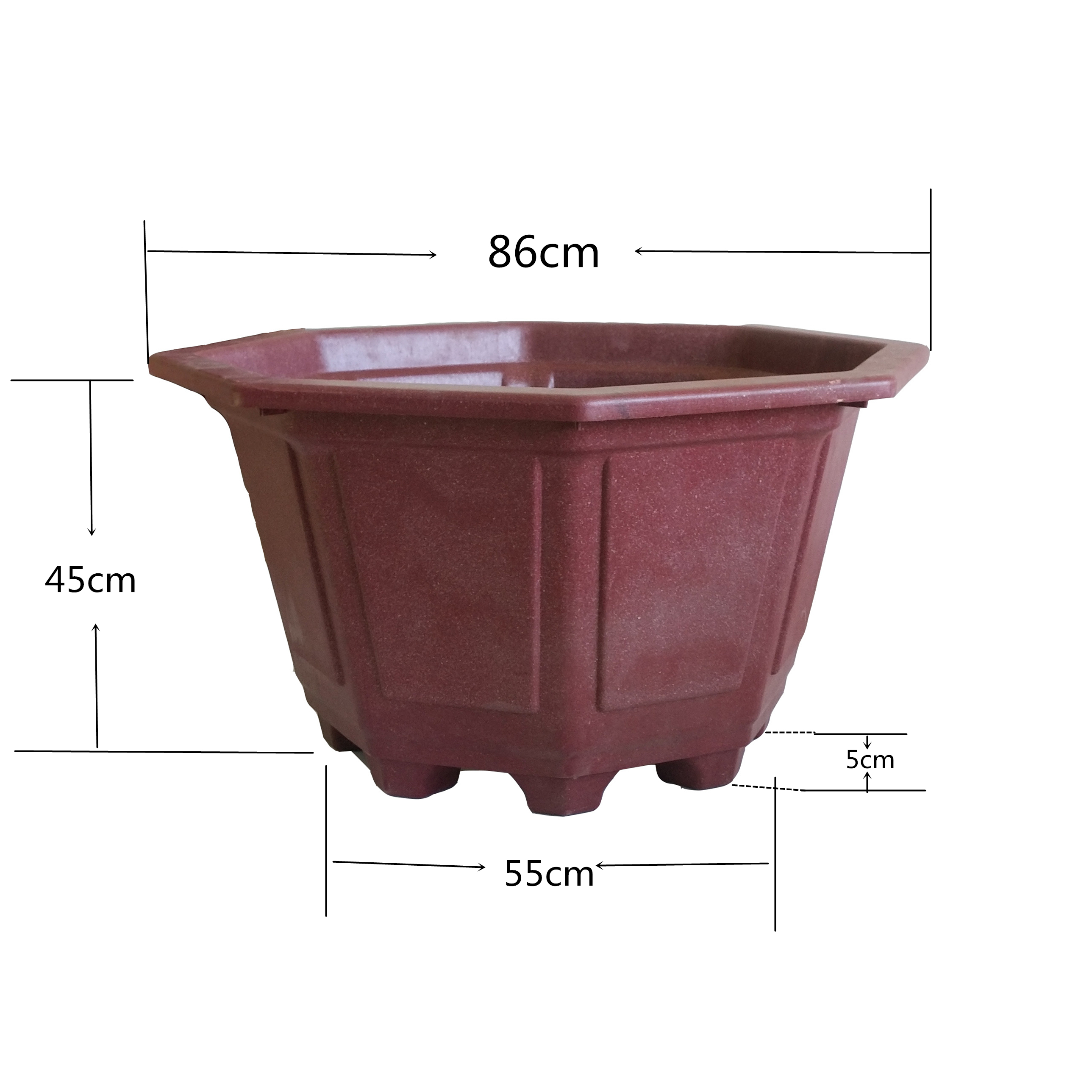 Large Compression Process Octagon Plastic Nursery Pots Hollow Bottom