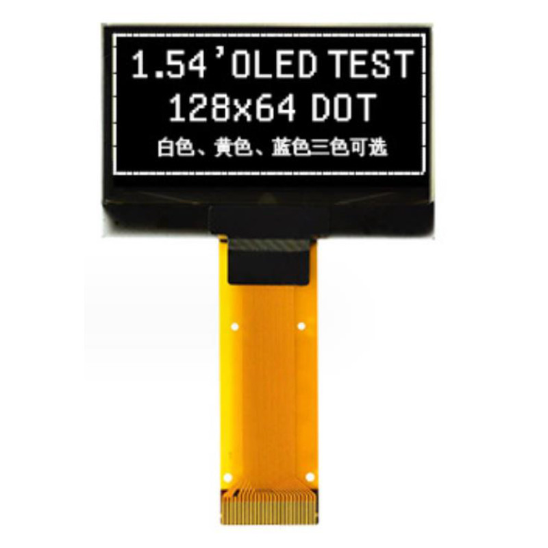 1.54 inch OLED UG-2864KSWMG01 Controller SSD1309 Passive Matrix Monochrome 128 x 64 ZIF FPC Parallel, 4-wire SPI, I2C