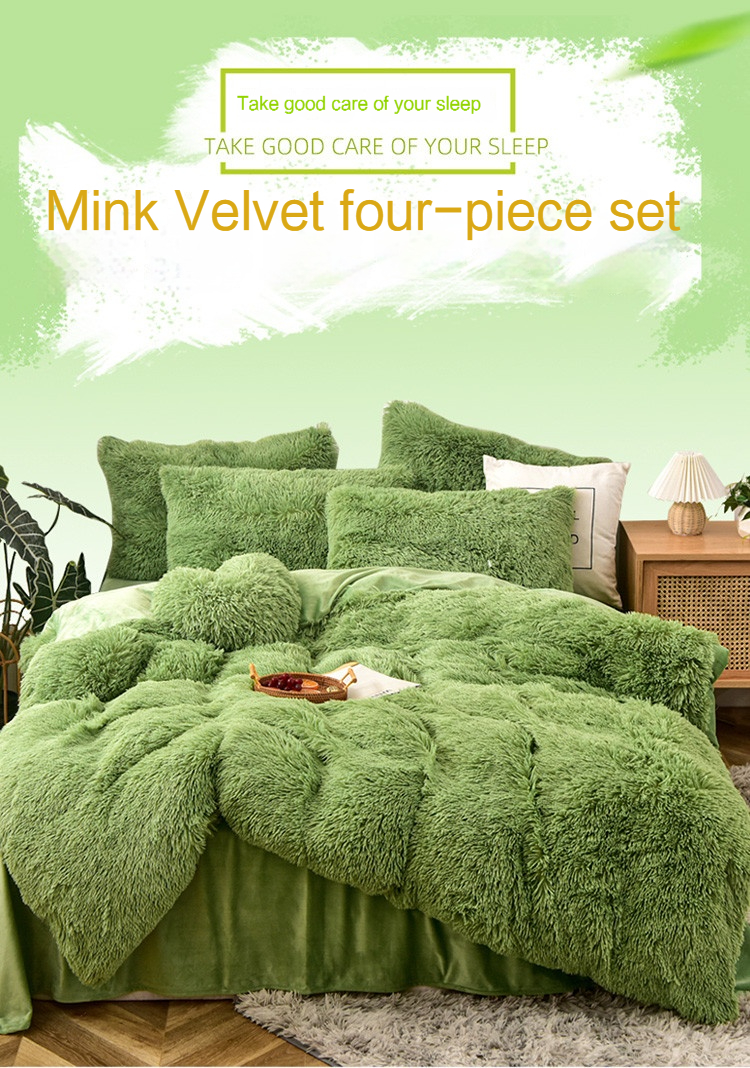 Customizable Modern Style Rainbow Color Faux Fur Velvet Fluffy Plush Soft Bedding Set