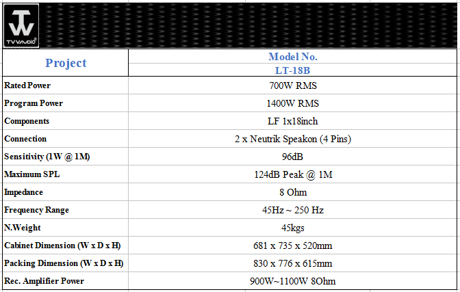 Line Array Speaker@Outdoor Indoor Concert Audio 18inch Passive Subwoofer LT-18B