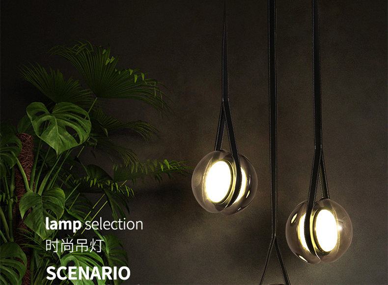 Nordic Modern Pendant Lights Glass Leather Belt Yo-yo Hanging Lamp(WH-GP-168)