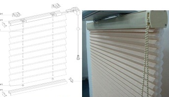 Windows Honeycomb Shades Blinds Manual Cord with Pleated Venetian