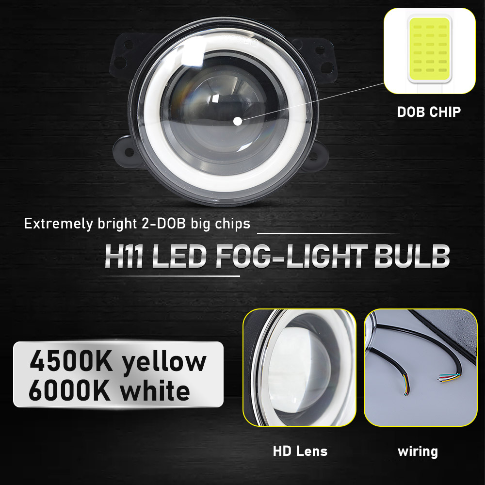 60W Aluminum White Yellow 4 Inch Angel Eyes LED Auto Drive Light Projector Fog Lamp