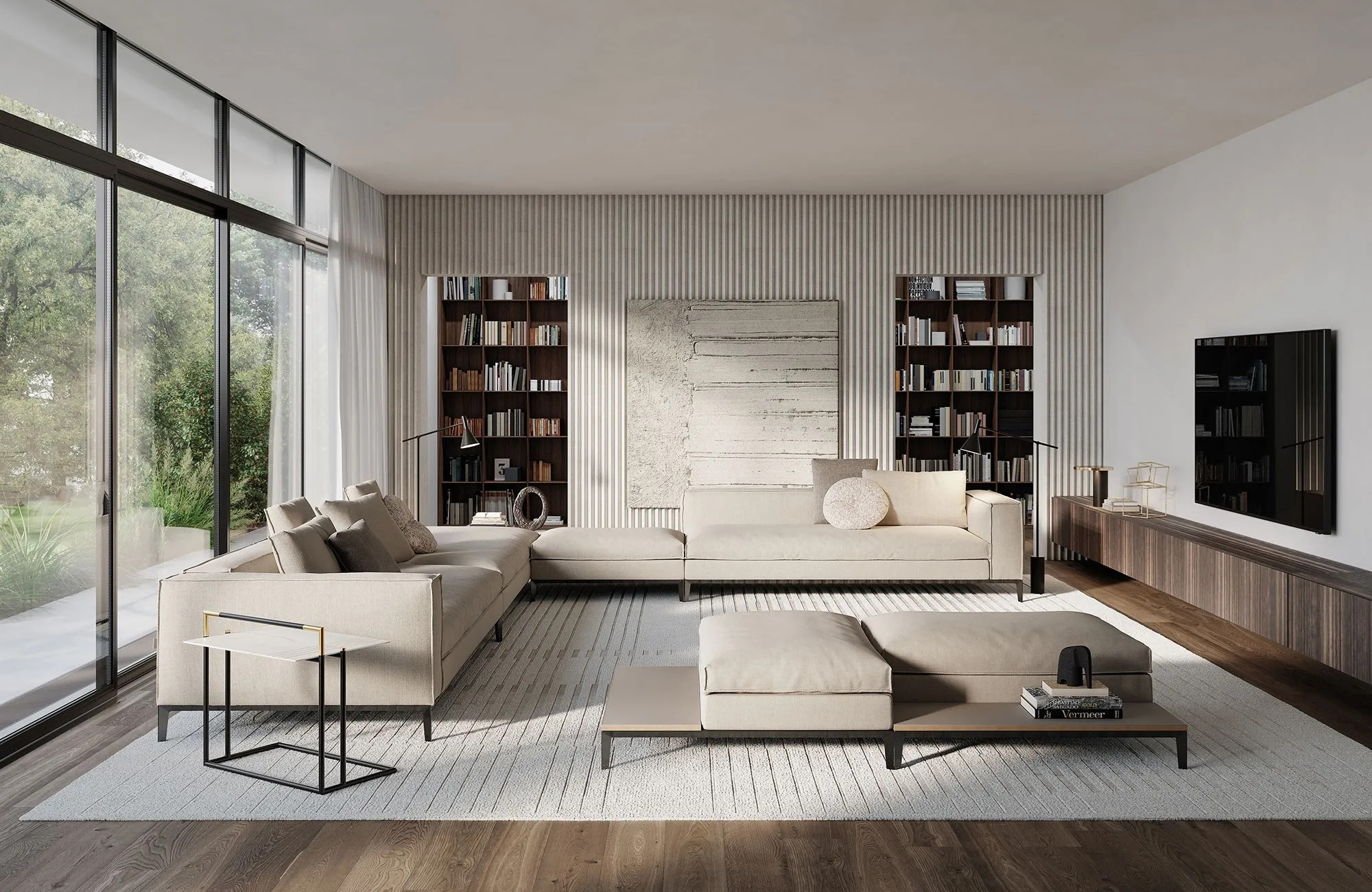 Modern Aesthetics Long L-Shaped Armchair Sofa For Hotel Lobby Villa Reception