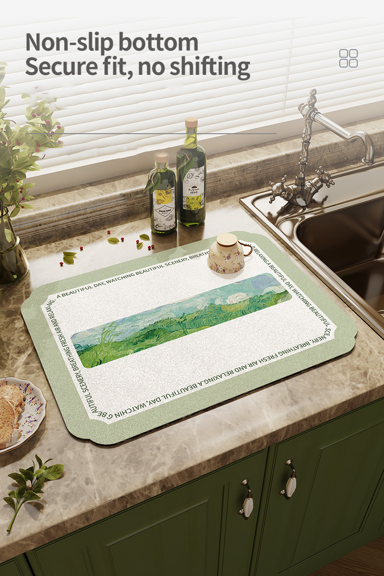 Customized Kitchen Accessories Diatomite Water Absorbent Place-mats for Dinner Table