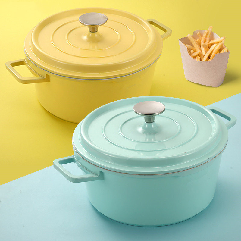 Amazon TOP Seller Kitchen Cookware Round Aluminium Enamel Pot Crock Pot Soup Pots For Cooking