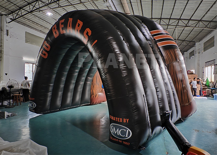 Custom PVC Black Event Advertising Bear Inflatable Football Tunnel Inflatable Bear Entrance For Football Game