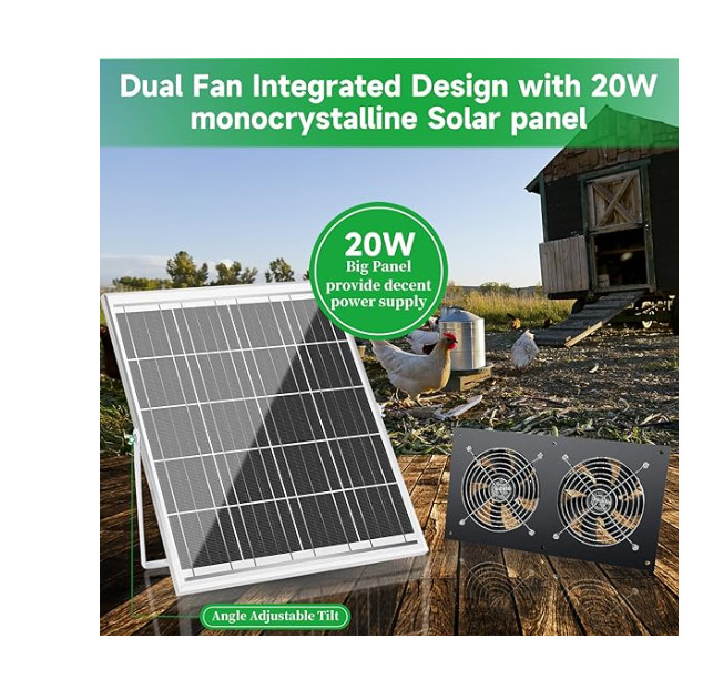 FTB20 Outdoor Solar Panel Kit Powered Exhaust Fan For Chicken Coop IP65 Waterproof