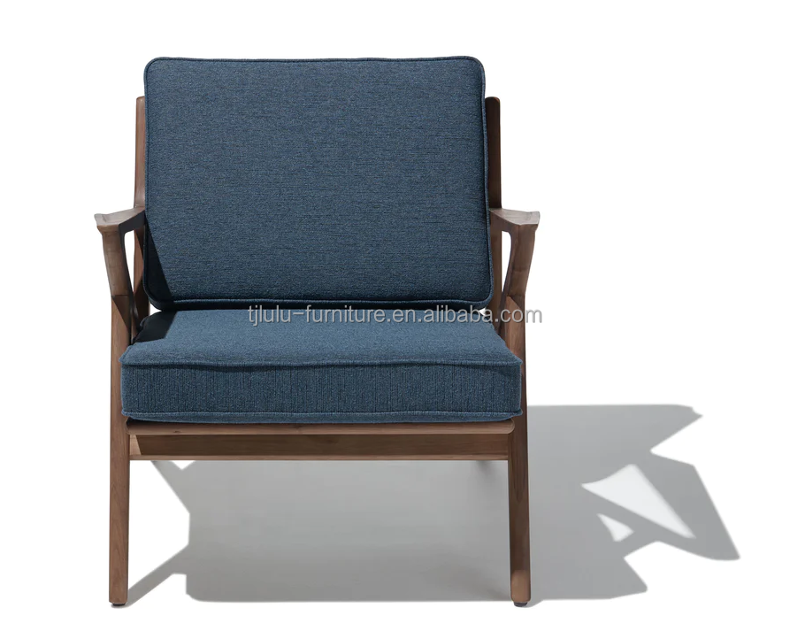 Living Room Chair Modern Fabric Wooden Sofa Chair Leisure Lounge Solid Wood Chair W59*D59*H57CM