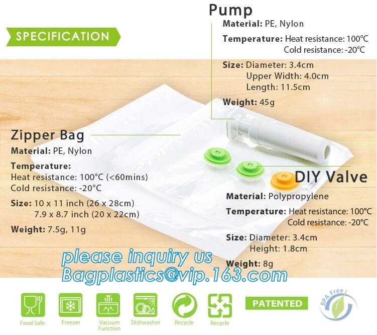 vacuum sealer storage bag Heat seal laminated transparent vacuum plastic food packing bags for sausage, BAGPLASTICS. BAG