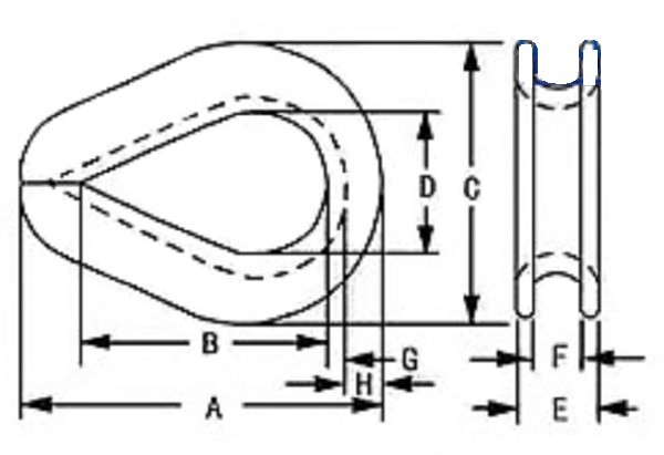 Stainless Steel G411 Wire Rope Thimble 1/8in