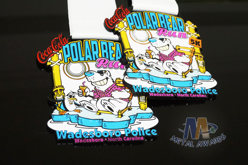 Coca Cola Zinc Alloy Custom Sports Medals , Running Race Medals Black Nicekl Plating