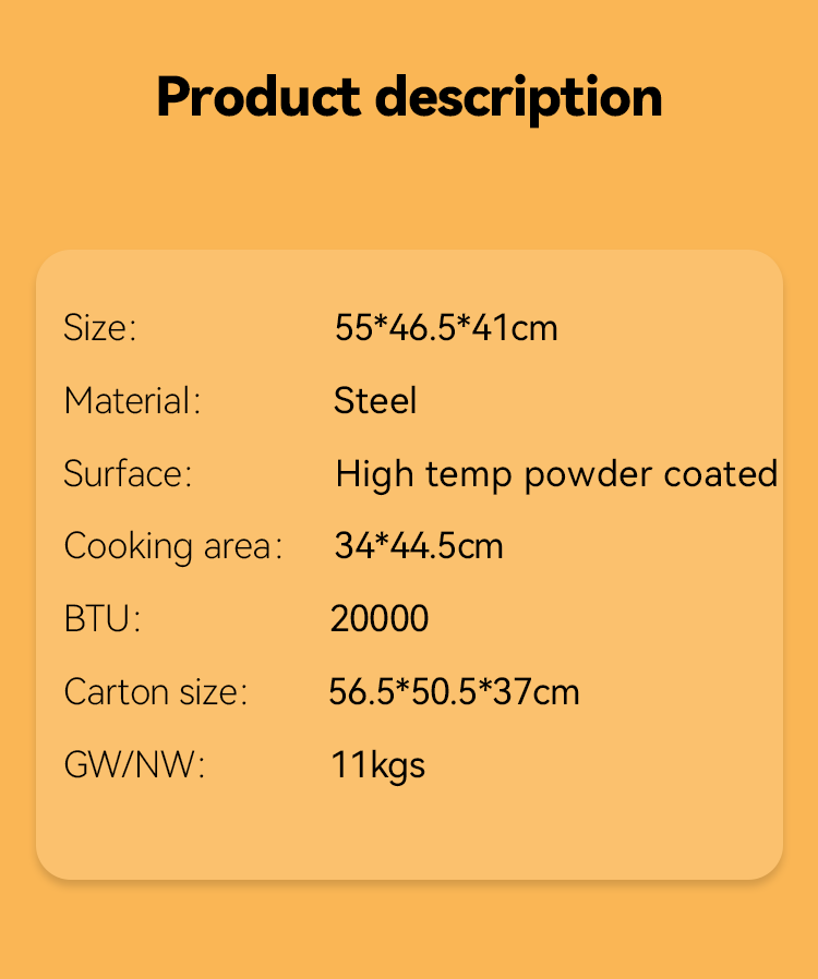 55*46.5*41cm Portable Gas BBQ Grill Outdoor Kitchen with Steel Metal Type Gas Grill