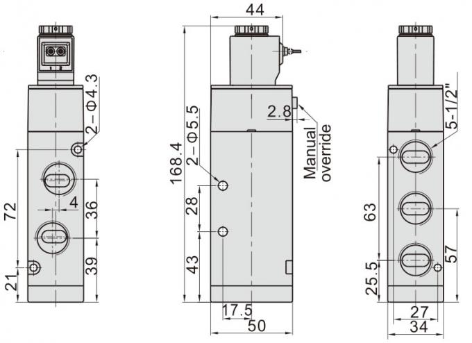 4V410-15 1/2'' Single Coil Solenoid Valve , 5 2 Way Directional Control Valve