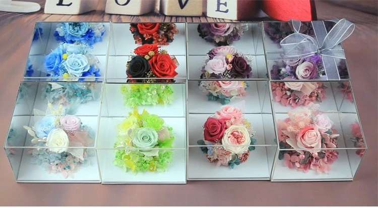 Wholesale preserved flowers mirror gift box birthday gift for girl friend