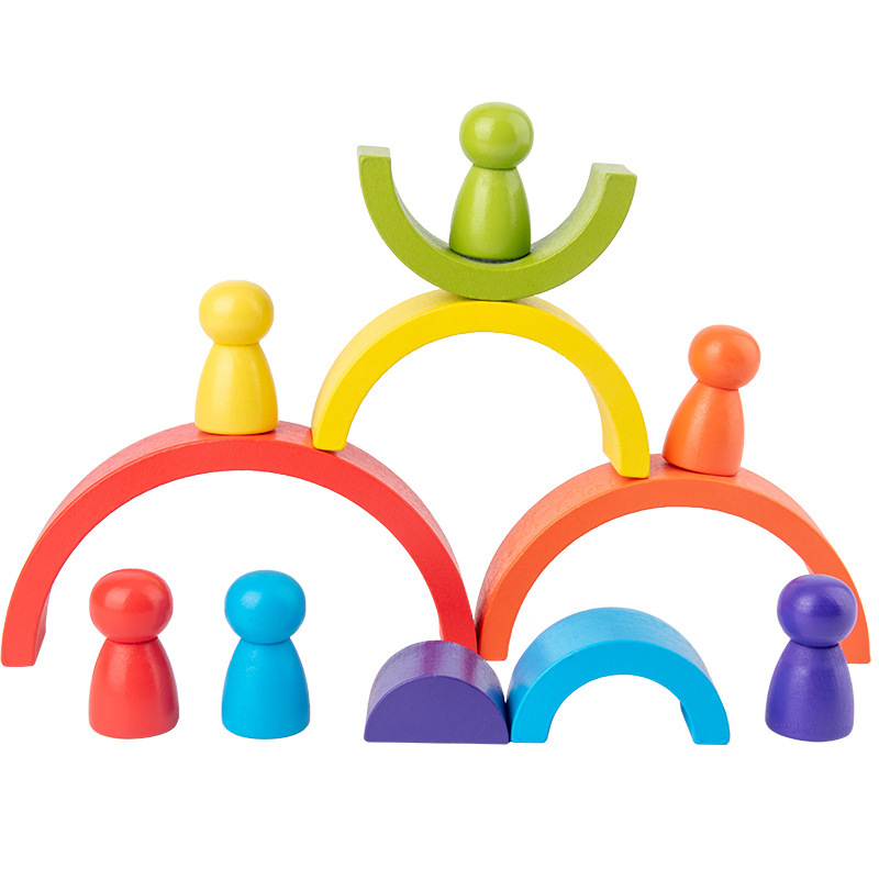 4.5cm Wooden Blocks Toys Arched Stacking Rainbow Blocks