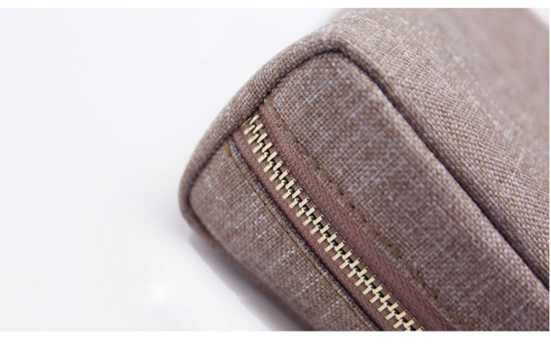 Simple Style Linen Toiletry Makeup Bag Pure Color Cosmetic Bag