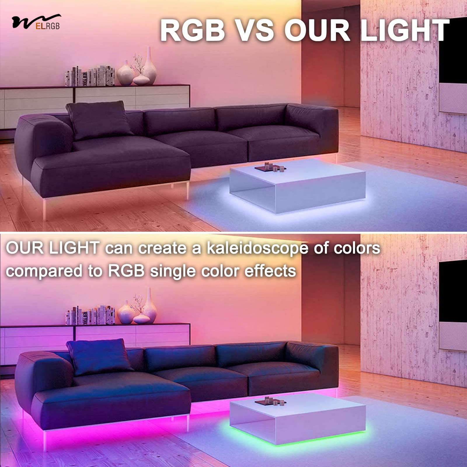 3- 5V USB LED Strip Light 4Pcs x 1.64ft/0.5m with Bluetooth Control and Music Sync
