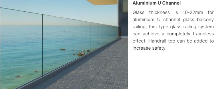 Stair Railings Frameless Glass Balustrade with AS/NZS2208 1996 / SGCC / CE Certification