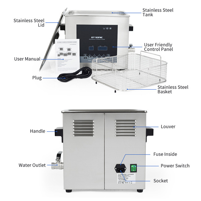 Benchtop 9L Parts Ultrasonic Cleaner Degas Model Double Power