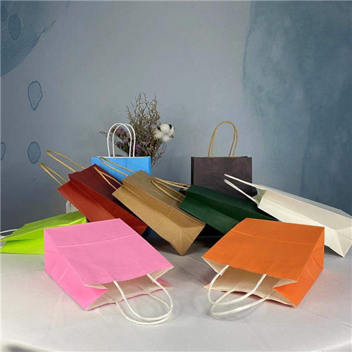 Grocery White Brown Kraft Paper Gift Bag With Handle