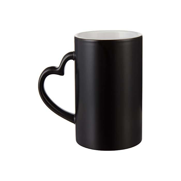 11oz Ceramic Mug Sublimation Color Changing Mug With Heart Handle For Sublimation Printing