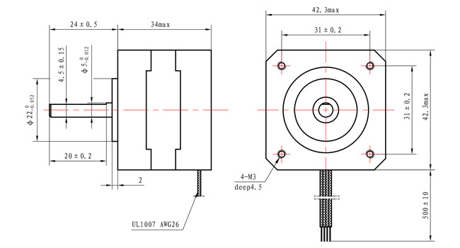 42x42x34mm 2 Phase 1.8 Degree Nema 17 Stepper Motor 12V DC with CE for Robot