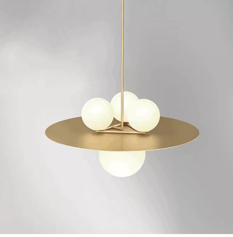 Nordic Minimalist Modern Glass Restaurant Small Chandelier Pendant Wrought Iron Lamp
