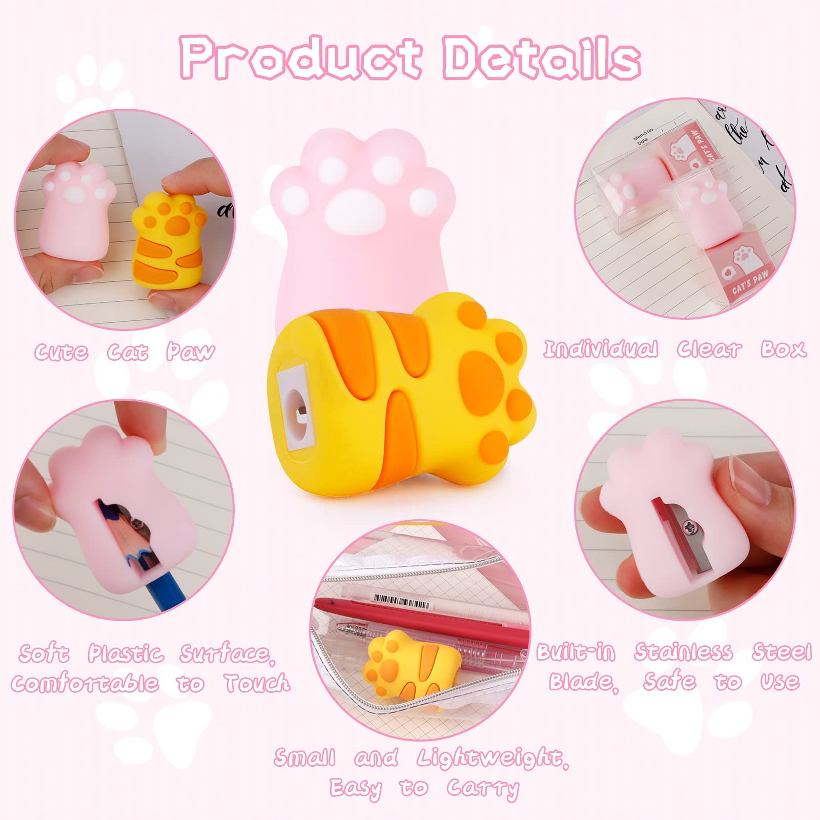 Cat Paw Pencil Sharpener Manual Gift Mini Silicone Stationery For Kids Kawaii School Office Supplies