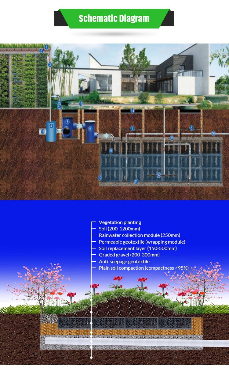 Strong Bearing Capacity HDPE Material Rain Water Harvesting Systems Tanks for School
