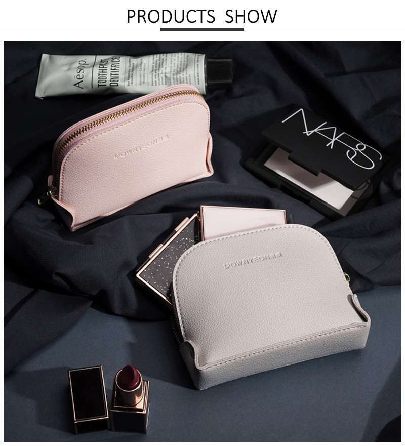 Waterproof Solid Color Travel PU Cosmetic Bag