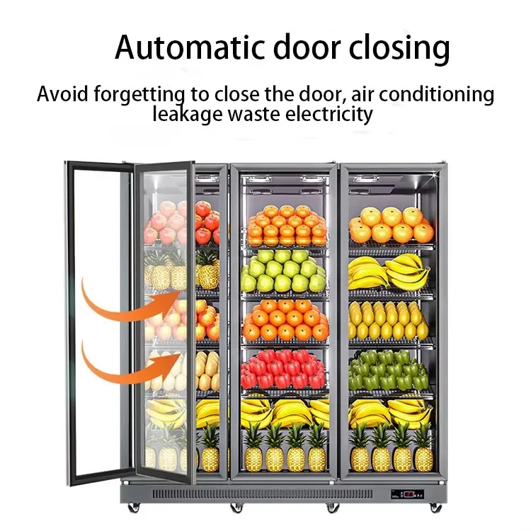 Commercial Supermarket Beverages Display Cabinets Glass Door Upright Display Fridge for Drinks and Beer