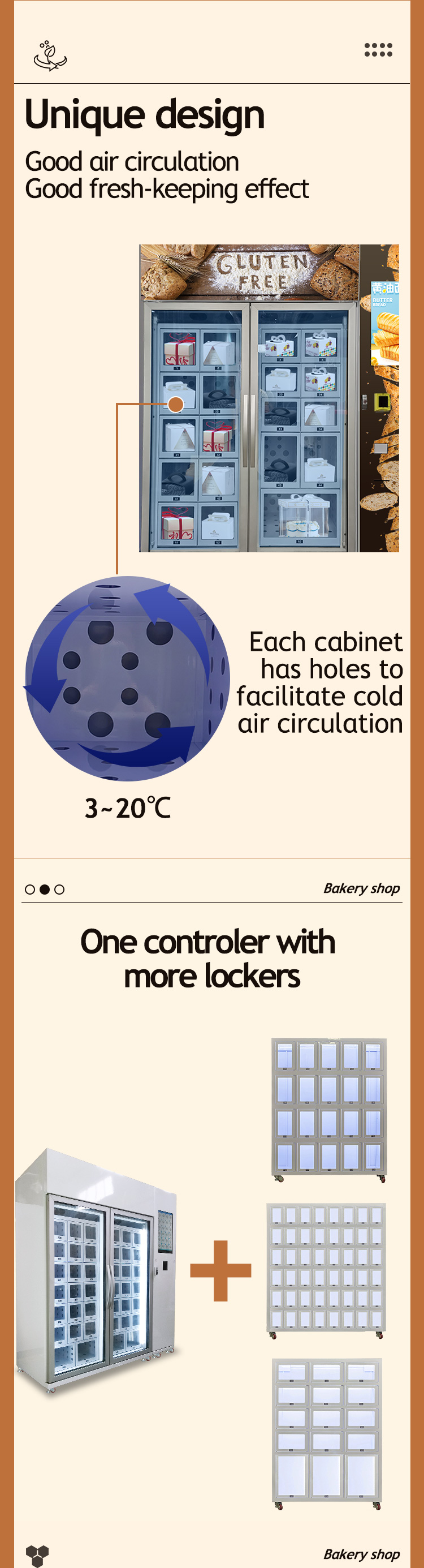Self-Service Bakery Shop Combo Bread Vending Machine with Cooling System Customizable Lockers
