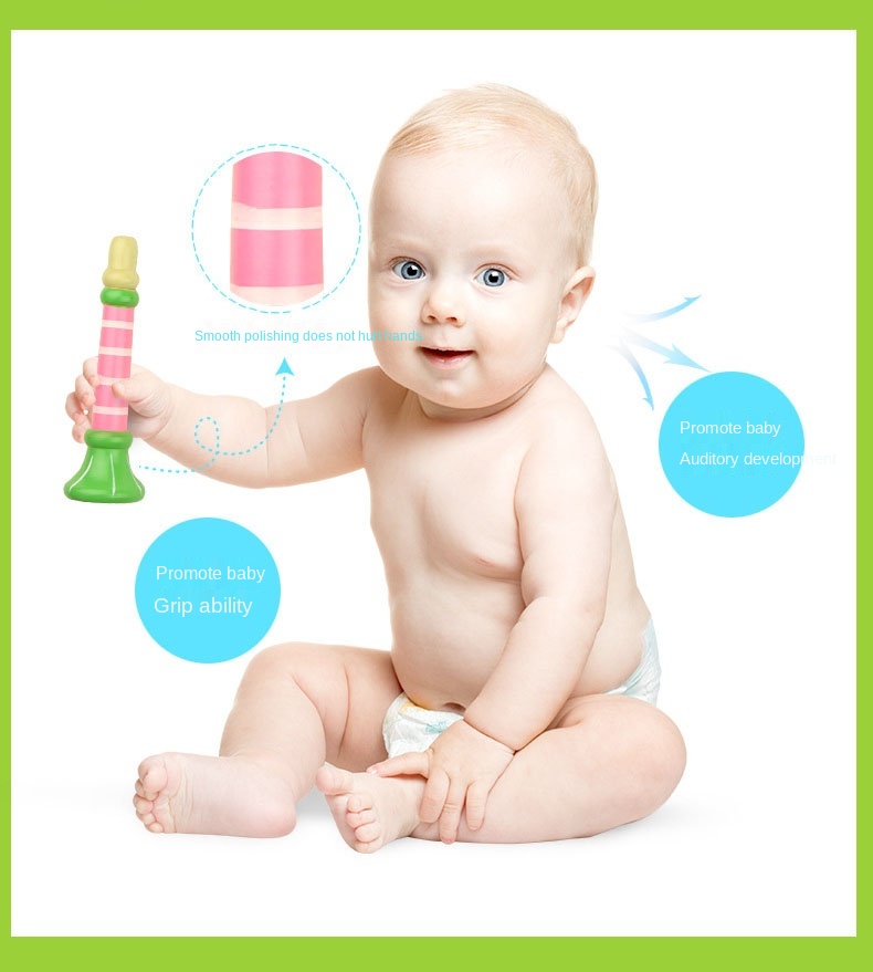 Hot Baby Wooden Horn Whistle Musical Instrument Toys Kids Colorful