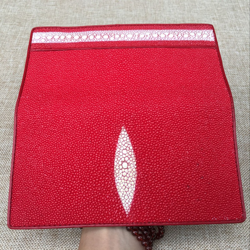 Unisex Style Authentic Stingray Skin Women Men Slim Bifold Wallet Card Bag Genuine Leather Female Male Thin Clutch Purse