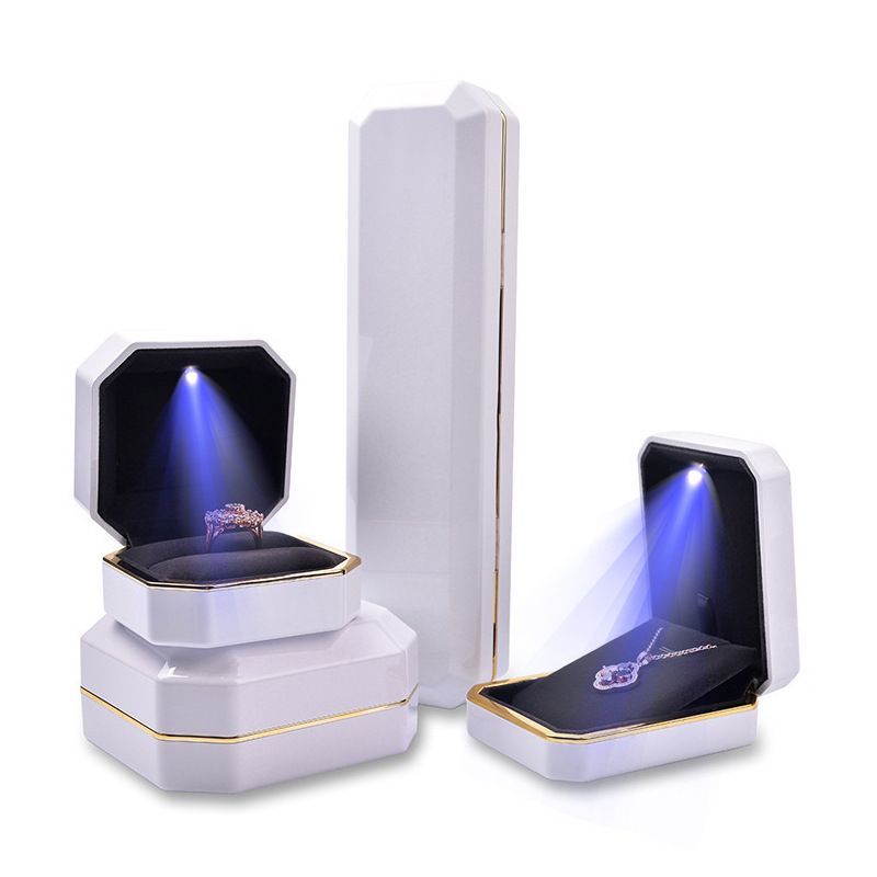 China Factory Wholesale High-End LED Light Plastic Jewellery Gift Box, Jewelry Box Storage Packaging Box Bracelet/Earring/Necklace Display Box