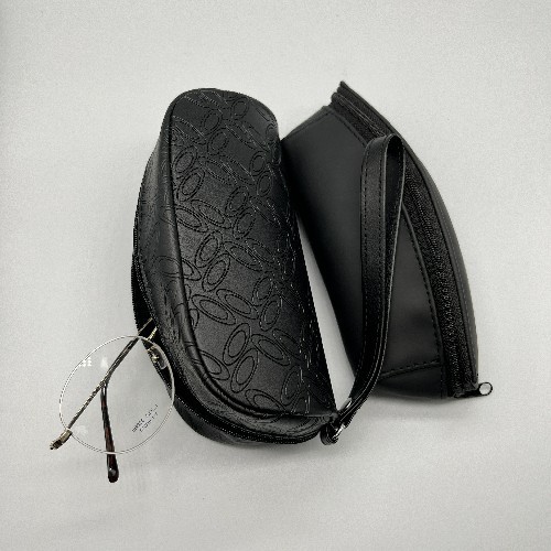 Handhold Creative Black PU Zipper Glasses Portable Soft Sunglasses Case