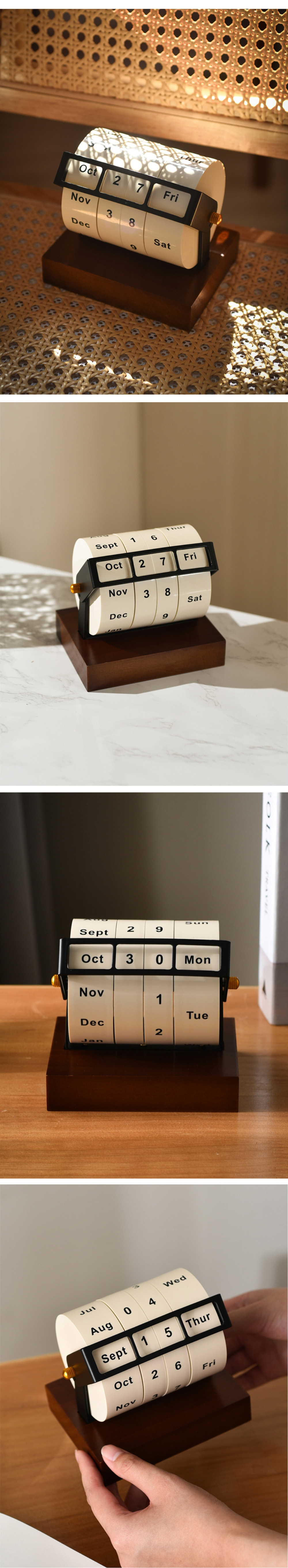 Electric Format Perpetual Calendar Wheel Small Size Curve Design for Office Decoration