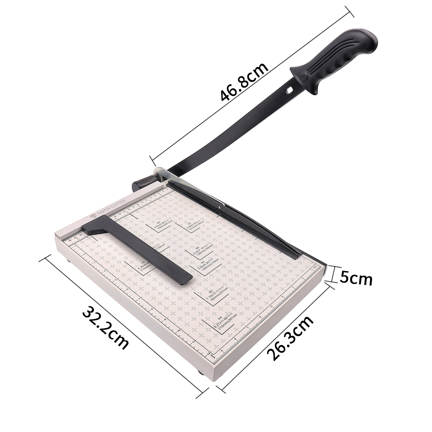 12 Sheets Cutting Capacity Mini Manual Guillotine A4 Paper Cutter with Layering in White