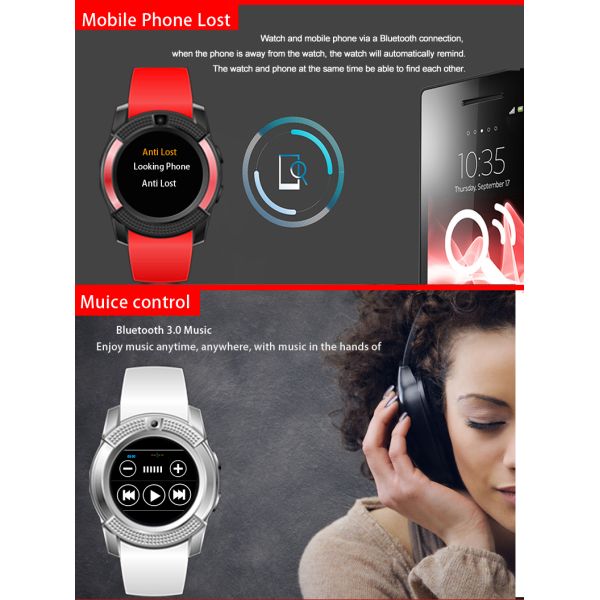 Eraysun Sport Watch Anti-lost Smartwatch Support SIM TF Card Clock Smart Calling Watch Reloj Inteligente V8 Smart Watches