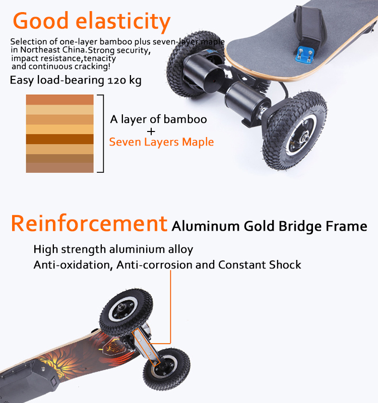 4 Wheel Long Range Electric Longboard Belt Motor Dual Drive 200mAh Capacity