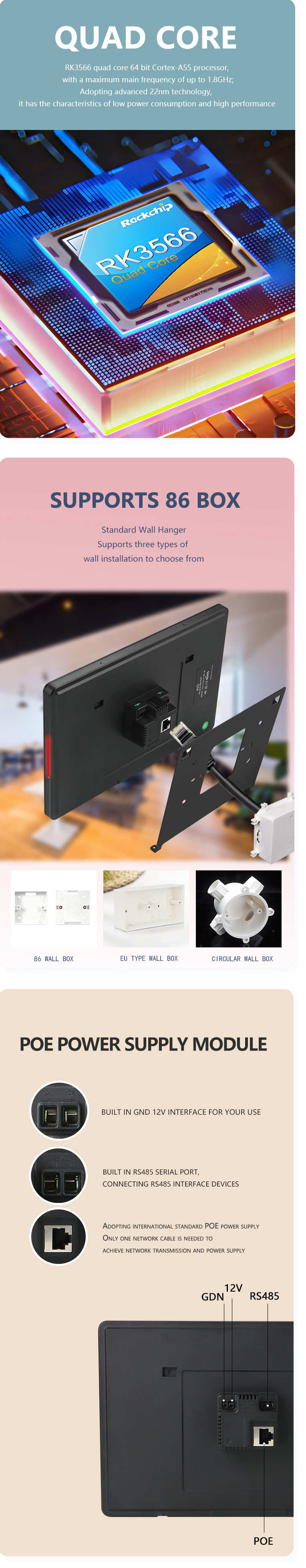 10 Inch Landscape Android Touch Screen Display KR3566 Tablet PC For Smart Home